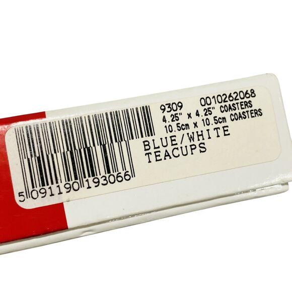 NEW Vintage Pimpernel Coasters Blue/White Teacups Boxed Set of 6 Cork England - Picture 10 of 11